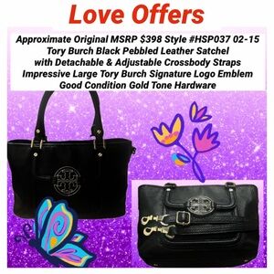 Tory Burch Satchel Crossbody Pebbled Leather Excellent Condition Orig MSRP $398